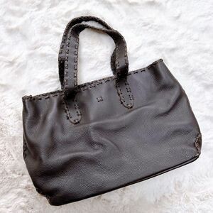 Vintage Y2K Leather Handmade Tote Handbag Purse Shoulder Dark Brown